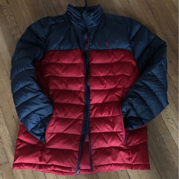 POLO RALPH LAUREN down filled winter coat big boys xl 18-20 navy red - Picture 5 of 5